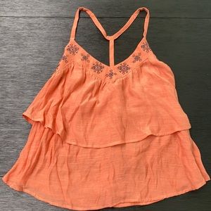 Coral flowy tank top